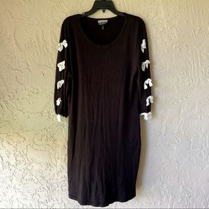 Allison Brittney Black Sweater Dress with White Bows